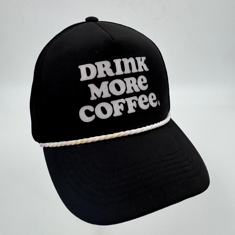 Dutch Bros Drink More Coffee Black Trucker Hat Snapback Rope‎ Cap OS